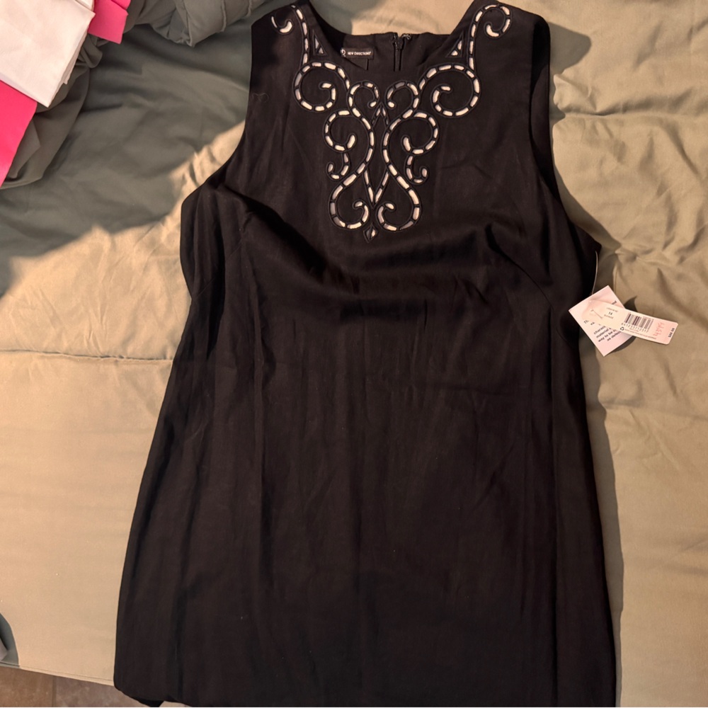 New With Tags: Elegant Black Linen Blend Dress by New Directions - Size 14